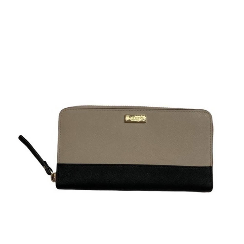 Kate spade black pumice colorblock zipper clutch wallet